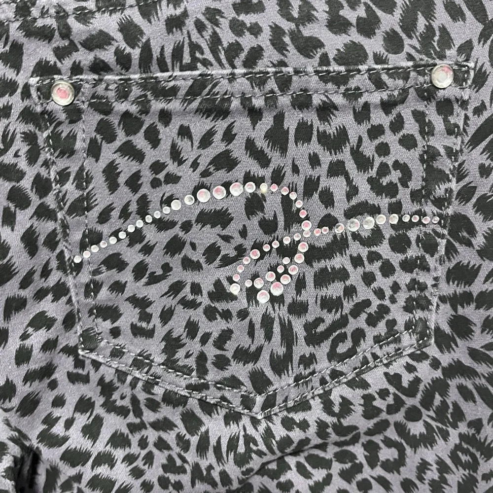 Justice Black and Gray Leopard Print Jeans